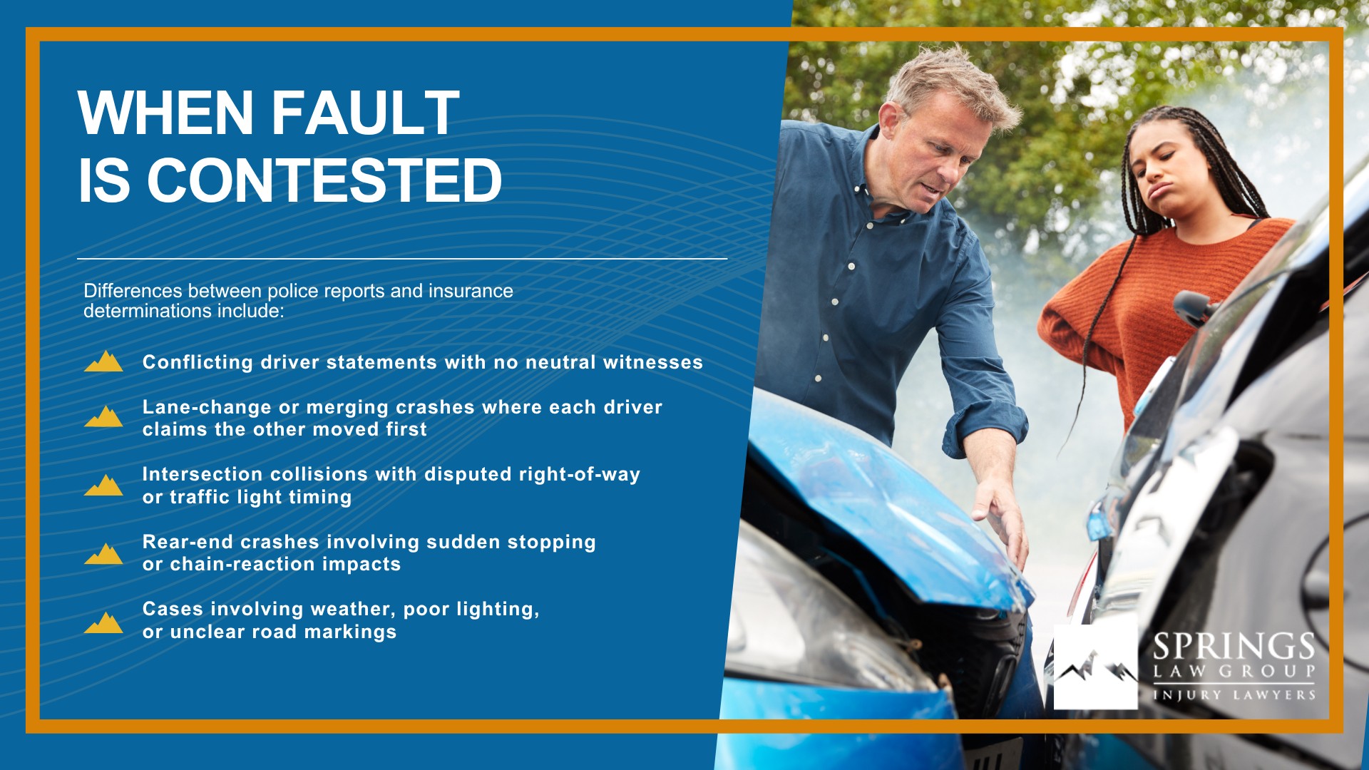 What Does “Fault” Mean in a Colorado Car Accident; Negligence vs. Recklessness; Who Determines Fault After a Colorado Springs Crash; Police Reports vs. Insurance Determinations; When fault is contested