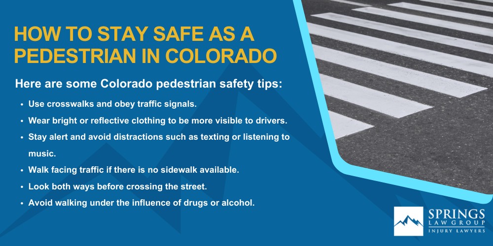 colorado pedestrian laws; Colorado Pedestrian Laws; Crosswalk Laws; sidewalk laws; Jaywalking Laws; Penalties For Violating Pedestrian Laws; Your Rights As A Pedestrian In Colorado; Right Of Way; Liability For Accidents; Pedestrian Accident Compensation; Contributory Negligence; How To Stay Safe As A Pedestrian In Colorado