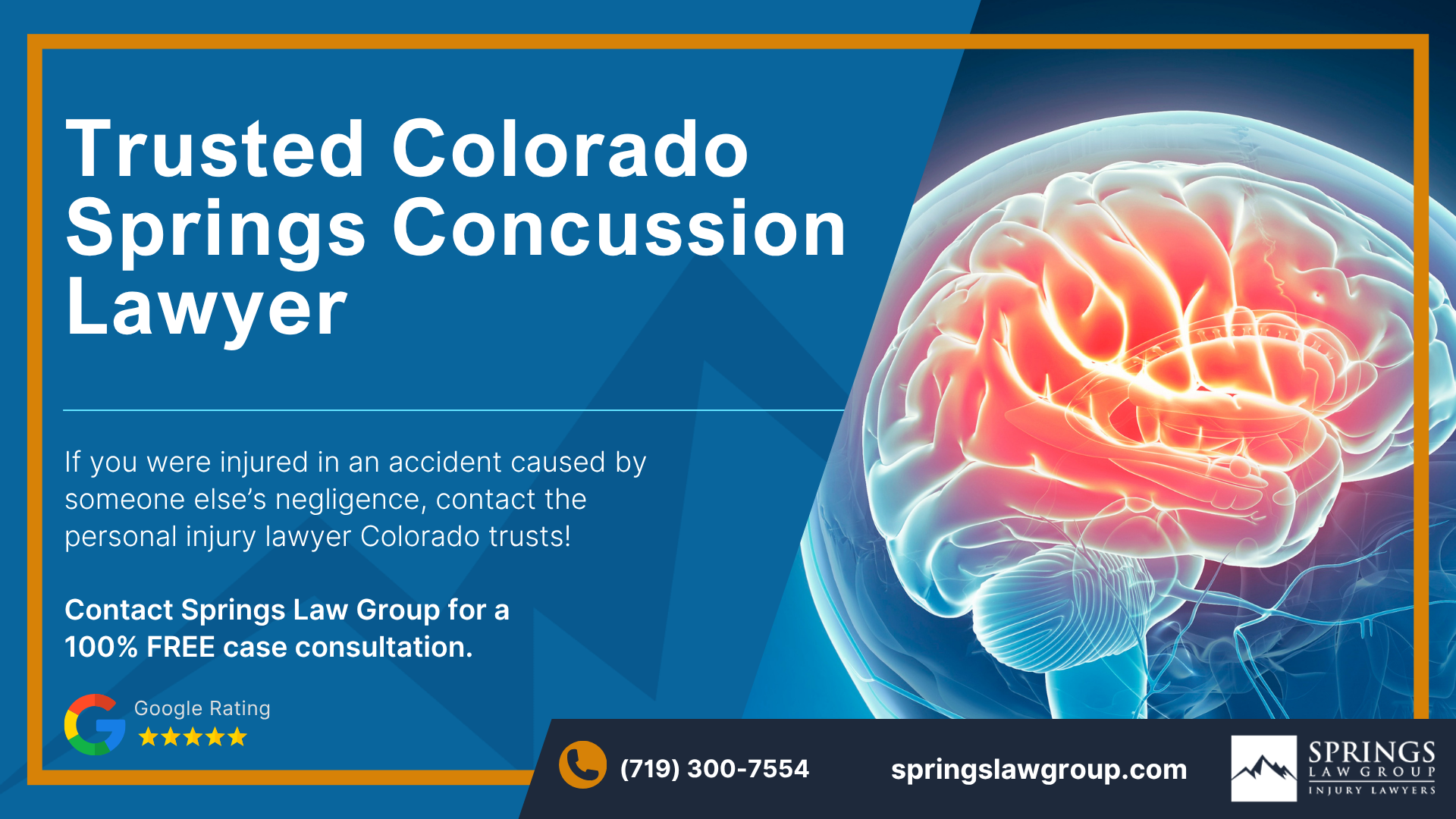 What Is a Concussion; How Concussion Injury Claims Are Different From Other Personal Injury Cases; Common Causes of Concussions in Colorado Springs; Common Symptoms of a Concussion After an Accident; Why Concussion Symptoms Can Appear Days After an Injury; Mild Traumatic Brain Injuries and Concussion Claims; Post-Concussion Syndrome After an Accident; Who Can Be Held Liable for a Concussion Injury; How Springs Law Group Investigates Concussion Injury Claims; Evidence That Can Help Prove a Concussion Injury Claim; Medical Treatment and Recovery After a Concussion; What Compensation Can You Recover After a Concussion; What to Do After a Concussion in Colorado Springs; What Is a Concussion; How Concussion Injury Claims Are Different From Other Personal Injury Cases; Common Causes of Concussions in Colorado Springs; Common Symptoms of a Concussion After an Accident; Why Concussion Symptoms Can Appear Days After an Injury; Mild Traumatic Brain Injuries and Concussion Claims; Post-Concussion Syndrome After an Accident; Who Can Be Held Liable for a Concussion Injury; How Springs Law Group Investigates Concussion Injury Claims; Evidence That Can Help Prove a Concussion Injury Claim; Medical Treatment and Recovery After a Concussion; What Compensation Can You Recover After a Concussion; What to Do After a Concussion in Colorado Springs; How Long Do You Have to File a Concussion Claim in Colorado; Why Choose Springs Law Group for Your Concussion Injury Case; Springs Law Group_ Representing Concussion and Brain Injury Victims; Colorado Springs Concussion Lawyer