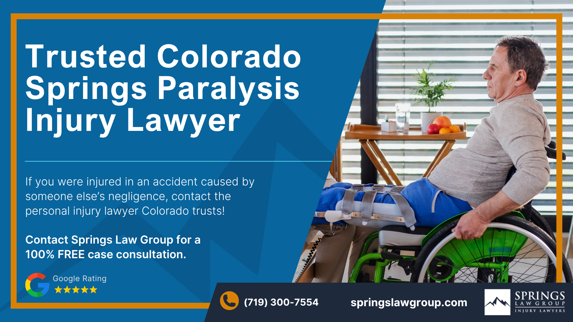 How Paralysis Injury Claims Are Different From Other Personal Injury Cases; Common Causes of Paralysis Injuries in Colorado Springs; Types of Paralysis Injuries; Complete vs. Incomplete Paralysis; Spinal Cord Injuries and Paralysis Claims; Common Symptoms and Complications After a Paralysis Injury; Who Can Be Held Liable for a Paralysis Injury; How Springs Law Group Investigates Rental Car Accident Claims; Evidence That Can Help Prove Fault After a Paralysis Injury; Medical Treatment and Long-Term Care After Paralysis; Life-Care Plans in Paralysis Injury Cases; What Compensation Can You Recover After a Paralysis Injury; Future Medical Costs in Paralysis Injury Cases; Lost Income and Reduced Earning Capacity After Paralysis; How Insurance Companies Handle Paralysis Injury Claims; What to Do After a Paralysis Injury in Colorado Springs; How Colorado Law Affects Paralysis Injury Claims; How Long Do You Have to File a Paralysis Injury Claim in Colorado; Springs Law Group_ Contact a Colorado Springs Paralysis Injury Lawyer Today