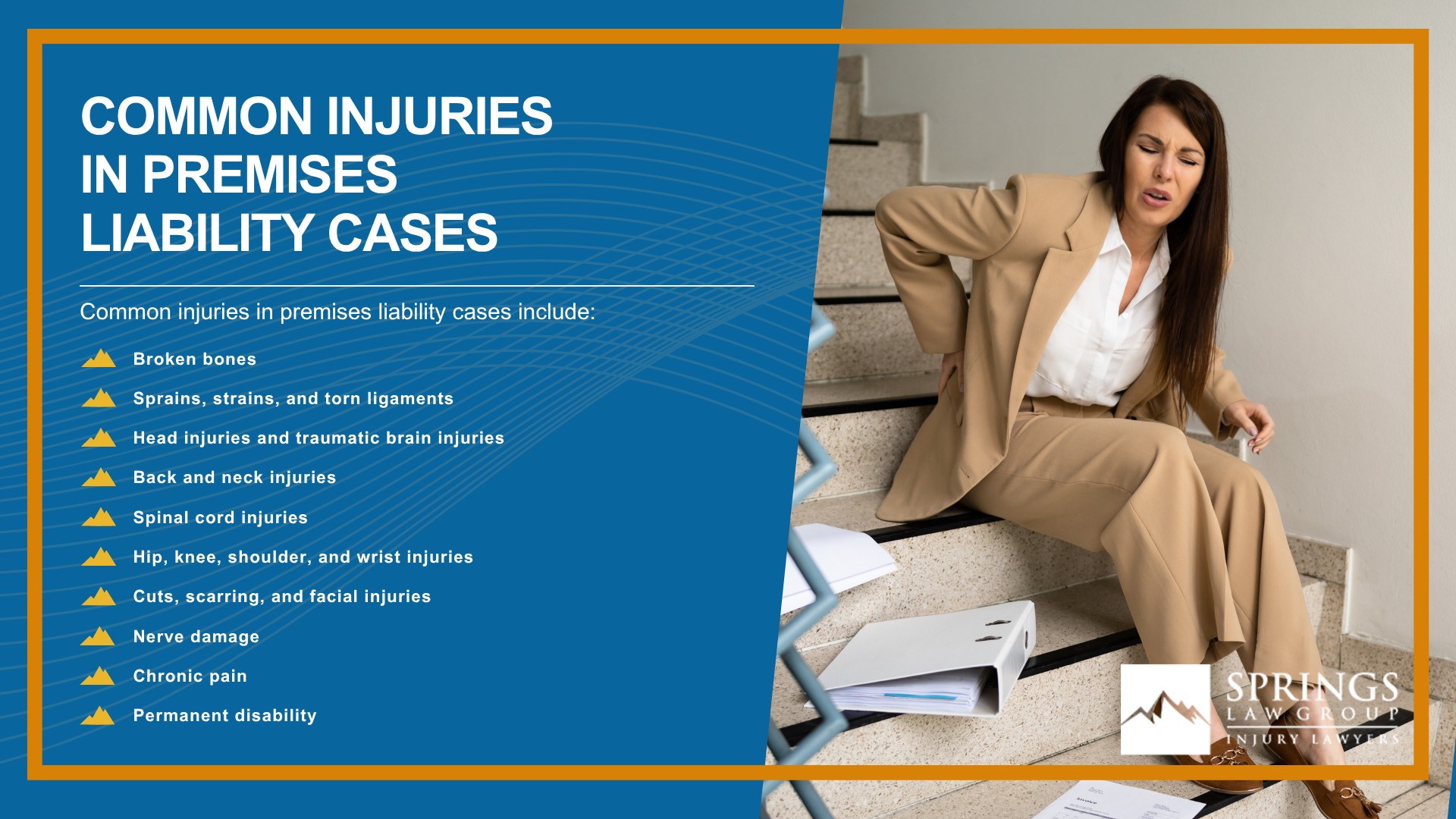 What is Premises Liability in Colorado; Property Owners Have a Duty to Keep Visitors Reasonably Safe; The Colorado Premises Liability Act; Common Premises Liability Accidents; Slip and Fall Accidents; Common Injuries in Premises Liability Cases