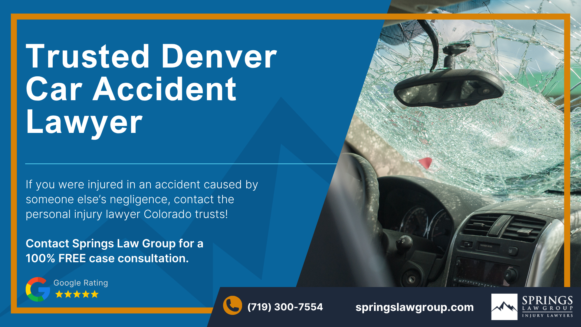 Denver Car Accident Lawyer; Why Hire A Denver Car Accident Lawyer; Types Of Car Accident Claims In Denver, Colorado (CO); Types Of Car Accident Claims In Denver, Colorado (CO); Understanding Negligence in Denver Car Accidents; What To Do After A Car Accident In Denver, Colorado (CO); Compensation And Damages In A Car Accident Claim In Denver, Colorado (CO); How A Denver Car Accident Lawyer Can Help; Springs Law Group Car Accident Lawyers In Denver, Colorado (CO); Denver Car Accident Lawyer