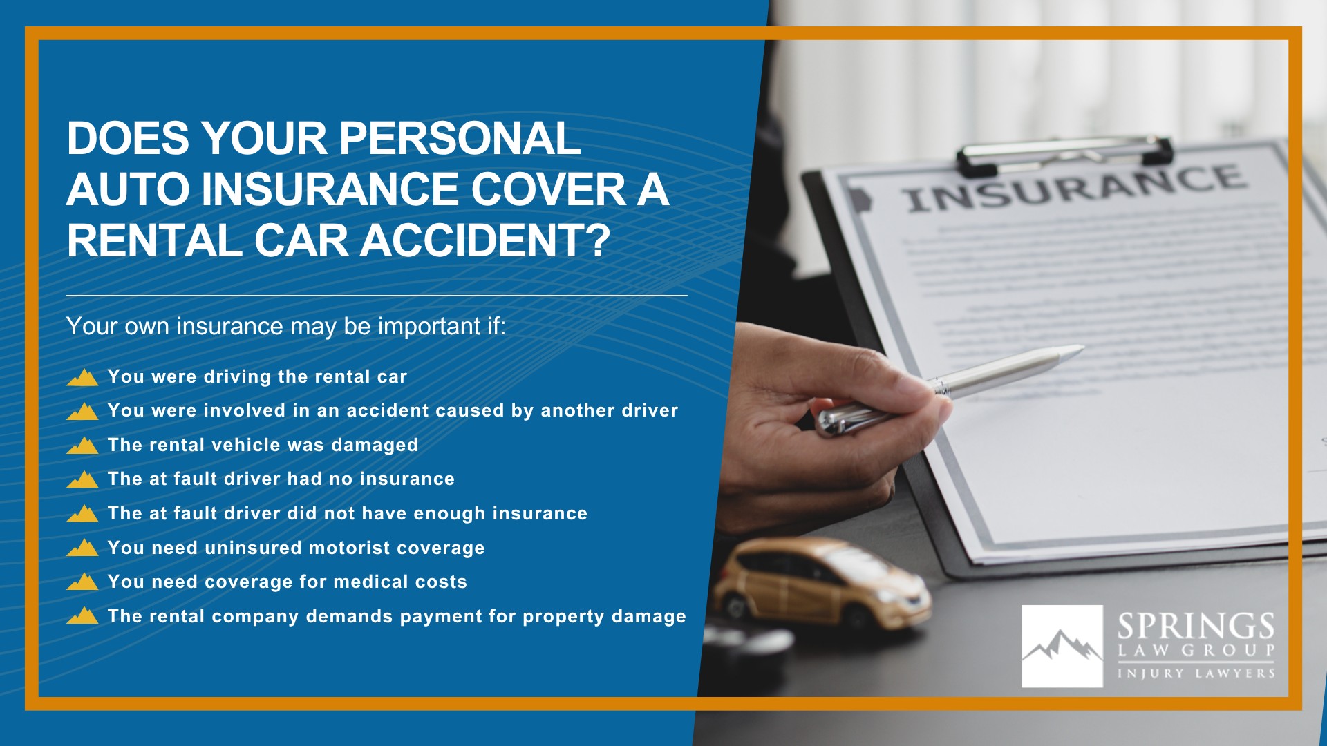 What Makes Interstate Accidents Different From Other Car Accidents; Common Causes of Interstate Accidents in Colorado Springs; Interstate Accidents on I-25, Highway 24, and Other Major Colorado Roadways; What Makes Rental Car Accident Claims Different; Common Causes of Rental Car Accidents in Colorado Springs; Who Can Be Held Liable for a Rental Car Accident; What If the Rental Car Driver Caused the Crash; What If You Were Driving the Rental Car; How Rental Car Insurance Coverage Works After an Accident; Does Your Personal Auto Insurance Cover a Rental Car Accident