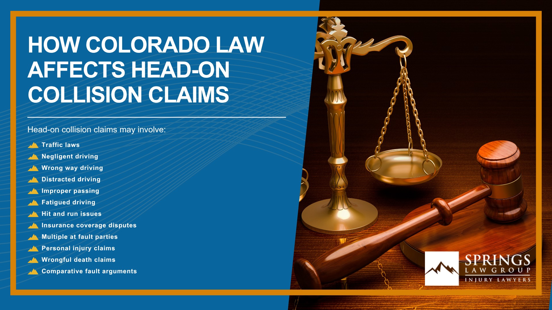What Is a Concussion; Why Head-On Collisions Are Often So Serious; Common Causes of Head-On Collisions in Colorado Springs; Common Injuries Caused by Head-On Collisions; Who Can Be Held Liable for a Head-On Collision; How Springs Law Group Investigates Head-On Collision Claims; Evidence That Can Help Prove Fault After a Head-On Collision; What Compensation Can You Recover After a Head-On Collision; What to Do After a Head-On Collision in Colorado Springs; How Colorado Law Affects Head-On Collision Claims
