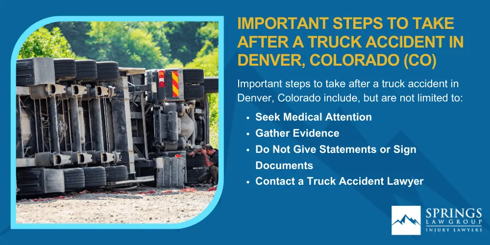 denver-truck-accident-lawyer-img; Types Of Truck Accidents We Handle In Denver, Colorado (CO); Common Causes Of Trucking Accidents In Denver, Colorado (CO); Common Injuries Sustained In Denver Truck Accidents; Liability in Trucking Accidents in Denver, Colorado; Compensation Available In A Denver Truck Accident Claim; Important Steps to Take After a Truck Accident in Denver, Colorado (CO)