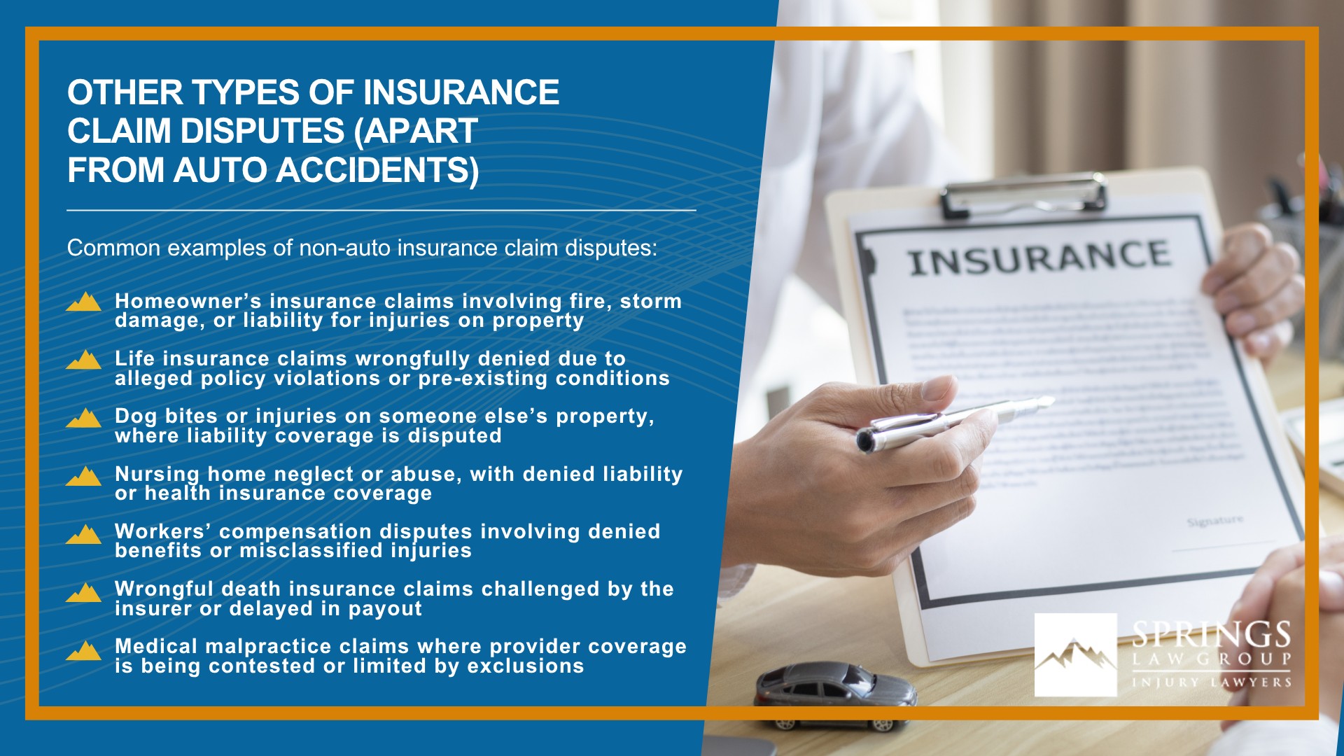 Understanding Insurance Claim Disputes in Colorado Springs; Other Types of Insurance Claim Disputes (Apart from Auto Accidents)