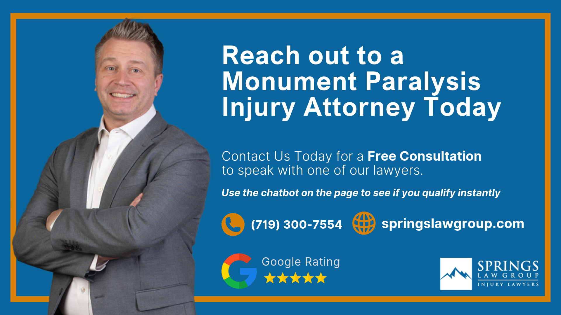 Reach out to a Monument Paralysis Injury Attorney Today