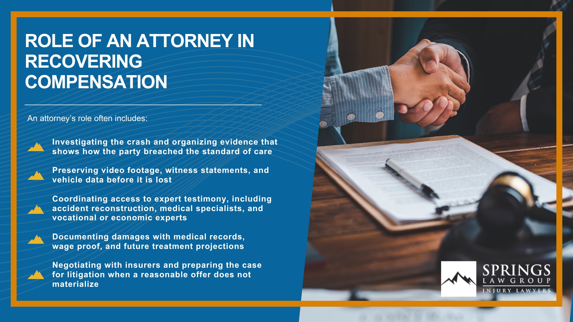 Recoverable Damages After a Car Accident in Colorado Springs; What Damages Can You Recover After a Colorado Springs Car Accident; Non-Economic Damages in Car Accident Cases; Economic Damages in Car Accident Cases; Can You Pursue Punitive Damages in Colorado Car Accident Cases; Where the Money Comes From in a Car Accident Settlement (Insurance and Other Sources); How Long Do You Have to Pursue Damages After a Car Accident in Colorado; What To Do After a Crash to Protect a Damages Claim; Contact an Attorney for Help Recovering Damages After a Car Wreck in Colorado Springs; Contact an Attorney for Help Recovering Damages After a Car Wreck in Colorado Springs; Role of an Attorney in Recovering Compensation