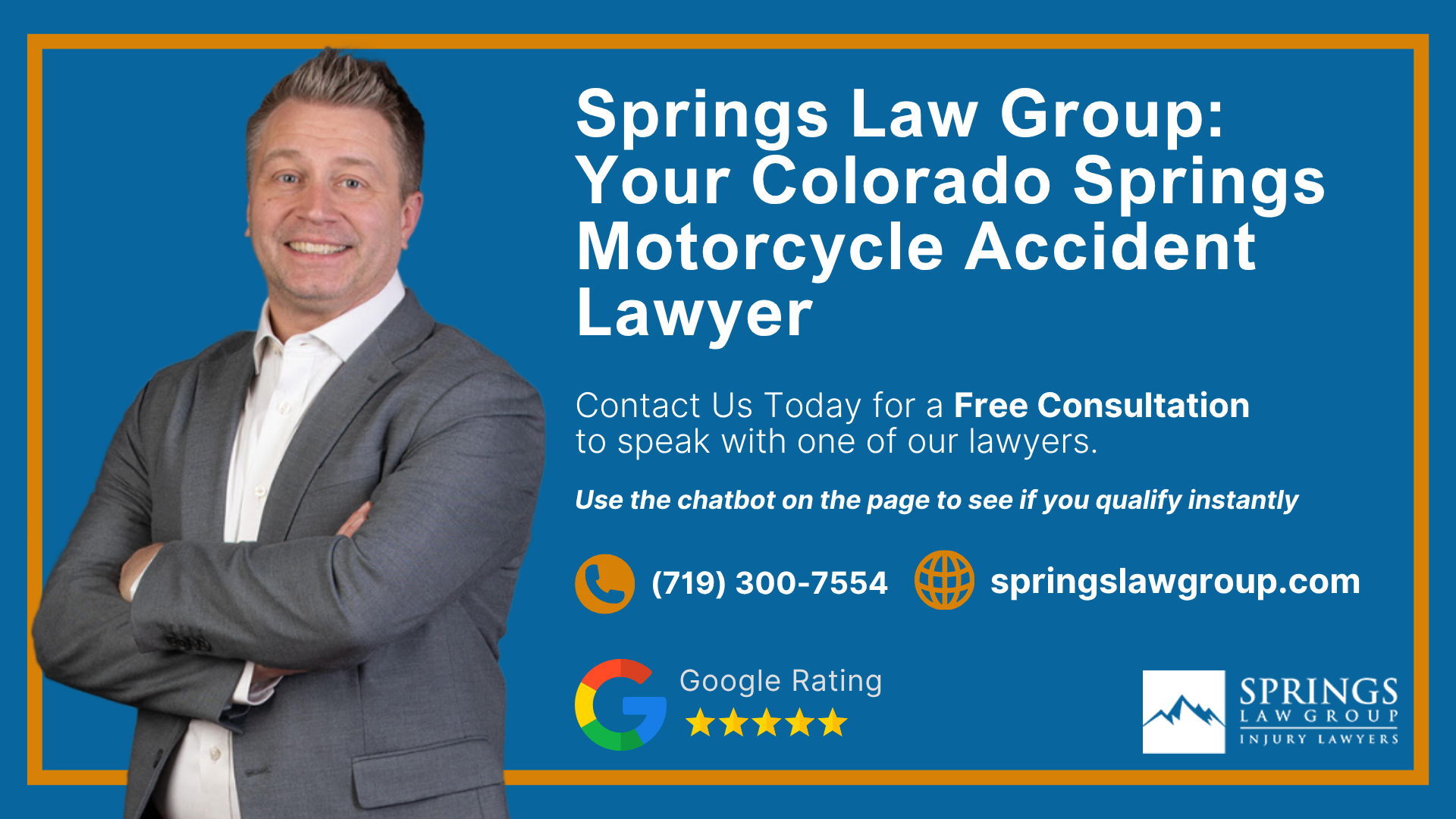 Meet Our Experienced Motorcycle Accident Lawyers at Springs Law Group; Christopher Nicolaysen_ Colorado Springs Motorcycle Accident Lawyer; How Much Does it Cost to Hire a Motorcycle Accident Lawyer from Springs Law Group; What to Do After a Motorcycle Accident in Colorado Springs, Colorado; Gathering Evidence for a Motorcycle Accident Case; Damages in Motorcycle Crash Case; The Legal Process for Motorcycle Accident Cases in Colorado; Will I Need to Go to Court for My Motorcycle Accident Claim; Relevant Colorado Motorcycle Laws; Common Causes of Motorcycle Accidents; Common Motorcycle Accident Injuries; Do You Qualify for a Motorcycle Accident Claim; Springs Law Group_ Your Colorado Springs Motorcycle Accident Lawyer