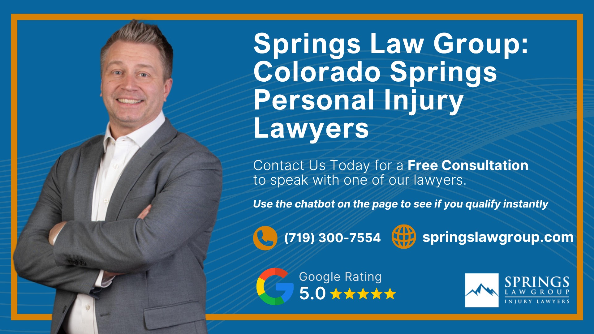 Our Colorado Springs Personal Injury Attorneys Get Results; Types of Personal Injury Cases Springs Law Group Handles; Do You Qualify for a Personal Injury Lawsuit; Gathering Evidence for a Personal Injury Case; Common Damages in Personal Injury Lawsuits; What To Do Immediately After a Personal Injury in Colorado Springs; The Process for a Personal Injury Case in Colorado Springs, CO; Relevant Colorado Personal Injury Laws; Springs Law Group_ Colorado Springs Personal Injury Lawyers