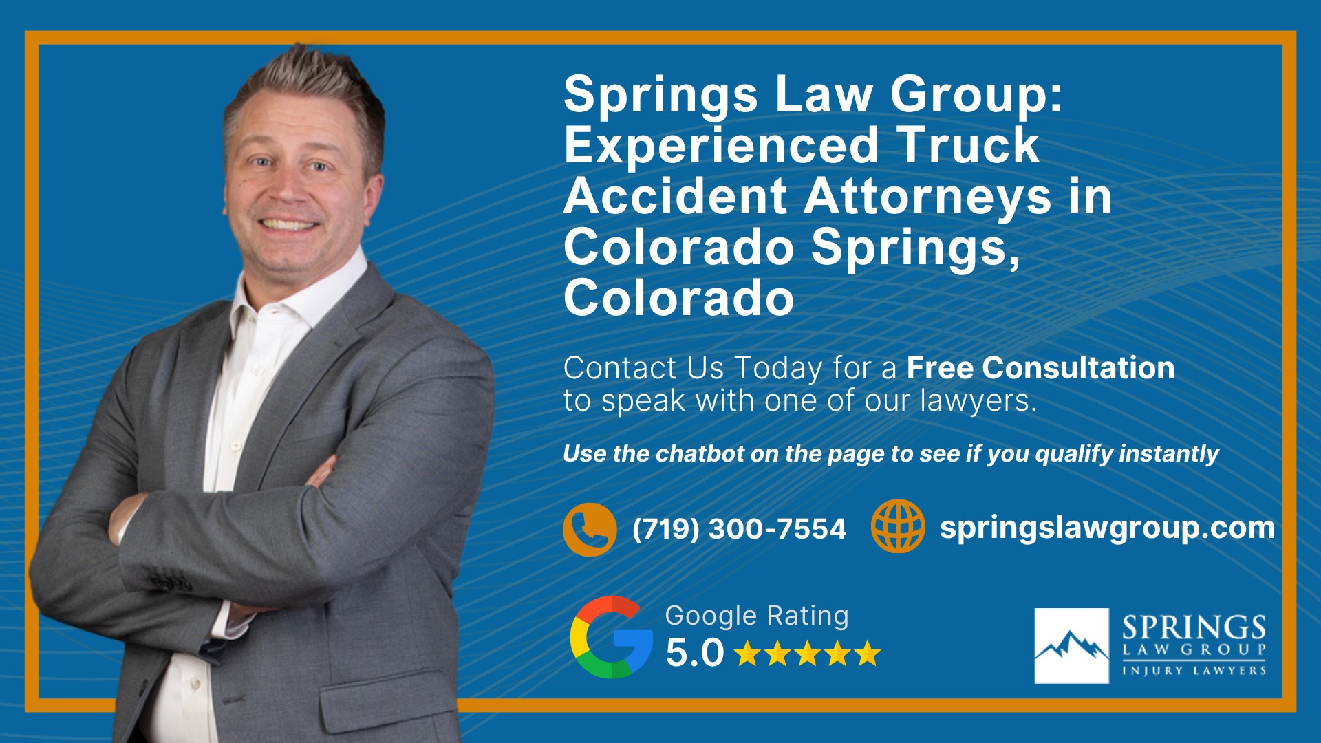 Meet Our Experienced Truck Accident Lawyers; Christopher Nicolaysen_ Colorado Springs Truck Accident Lawyer; How Much Does it Cost to Hire a Truck Accident Lawyer from Springs Law Group; What to Do After a Truck Accident in Colorado Springs, Colorado; Gather Evidence for a Truck Accident Claim; Damages in Truck Crash Cases; The Legal Process for Truck Accident Cases in Colorado; Who Can Be Liable in a Truck Accident Claim; Who Can File a Wrongful Death Lawsuit After a Fatal Truck Accident in Colorado; Common Causes of Truck Accidents in Colorado; Common Injuries Sustained in Truck Accidents; Springs Law Group_ Experienced Truck Accident Attorneys in Colorado Springs, Colorado