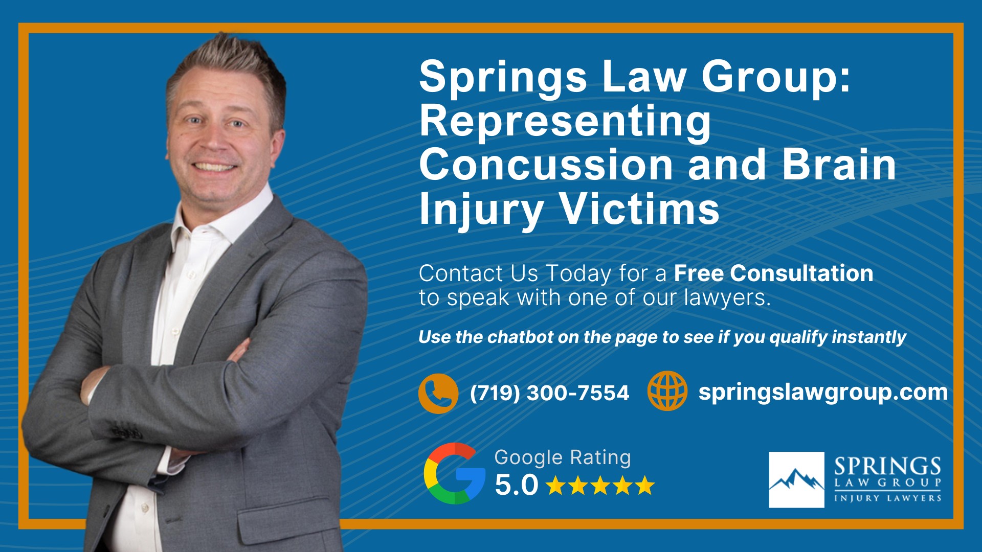 What Is a Concussion; How Concussion Injury Claims Are Different From Other Personal Injury Cases; Common Causes of Concussions in Colorado Springs; Common Symptoms of a Concussion After an Accident; Why Concussion Symptoms Can Appear Days After an Injury; Mild Traumatic Brain Injuries and Concussion Claims; Post-Concussion Syndrome After an Accident; Who Can Be Held Liable for a Concussion Injury; How Springs Law Group Investigates Concussion Injury Claims; Evidence That Can Help Prove a Concussion Injury Claim; Medical Treatment and Recovery After a Concussion; What Compensation Can You Recover After a Concussion; What to Do After a Concussion in Colorado Springs; What Is a Concussion; How Concussion Injury Claims Are Different From Other Personal Injury Cases; Common Causes of Concussions in Colorado Springs; Common Symptoms of a Concussion After an Accident; Why Concussion Symptoms Can Appear Days After an Injury; Mild Traumatic Brain Injuries and Concussion Claims; Post-Concussion Syndrome After an Accident; Who Can Be Held Liable for a Concussion Injury; How Springs Law Group Investigates Concussion Injury Claims; Evidence That Can Help Prove a Concussion Injury Claim; Medical Treatment and Recovery After a Concussion; What Compensation Can You Recover After a Concussion; What to Do After a Concussion in Colorado Springs; How Long Do You Have to File a Concussion Claim in Colorado; Why Choose Springs Law Group for Your Concussion Injury Case; Springs Law Group_ Representing Concussion and Brain Injury Victims