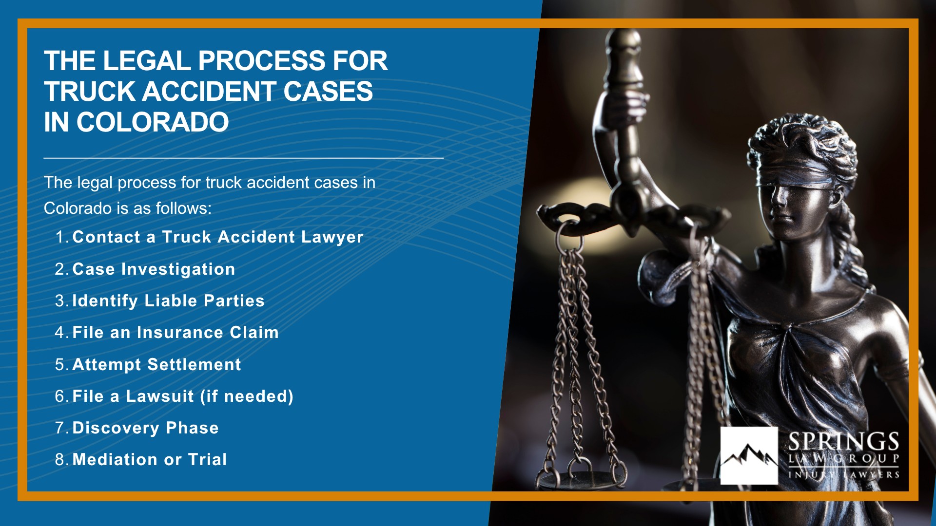 Meet Our Experienced Truck Accident Lawyers; Christopher Nicolaysen_ Colorado Springs Truck Accident Lawyer; How Much Does it Cost to Hire a Truck Accident Lawyer from Springs Law Group; What to Do After a Truck Accident in Colorado Springs, Colorado; Gather Evidence for a Truck Accident Claim; Damages in Truck Crash Cases; The Legal Process for Truck Accident Cases in Colorado