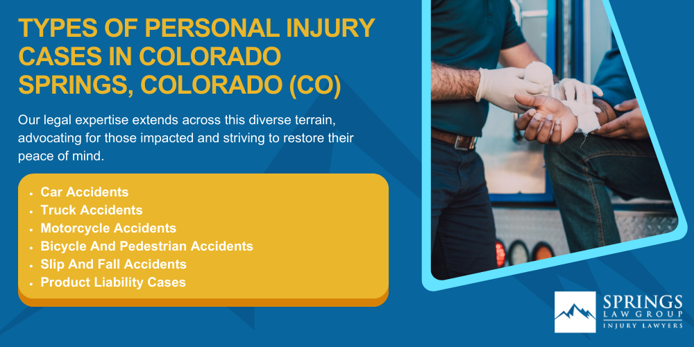 Personal Injury Lawyer Colorado Springs Colorado CO; Personal Injury Attorney in Colorado Springs; Hiring A Personal Injury Lawyer In Colorado Springs, Colorado (CO); Types Of Personal Injury Cases In Colorado Springs, Colorado (CO)