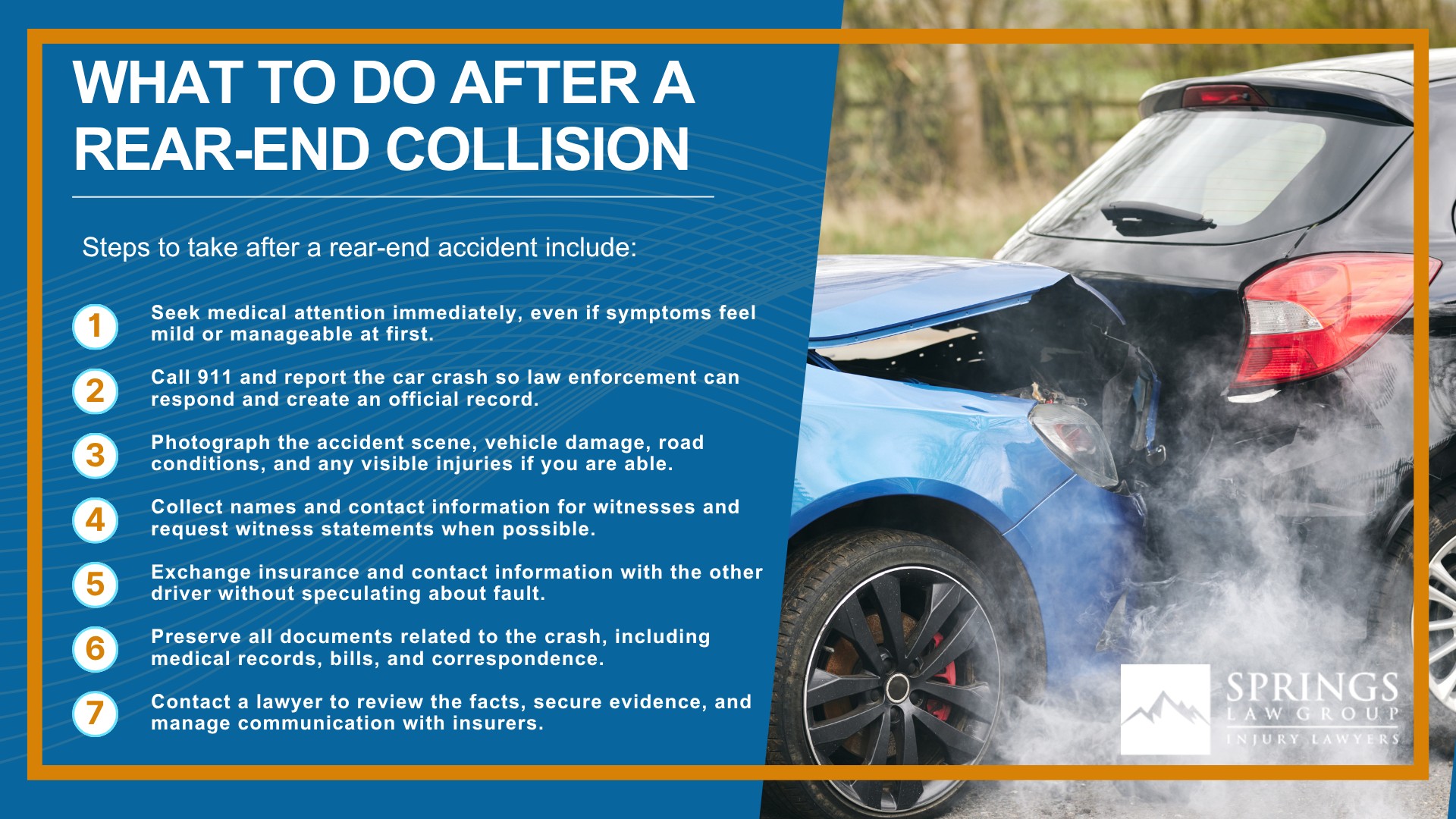 Rear-End Collisions in Colorado Springs; 	
What to Do After a Rear-End Collision
