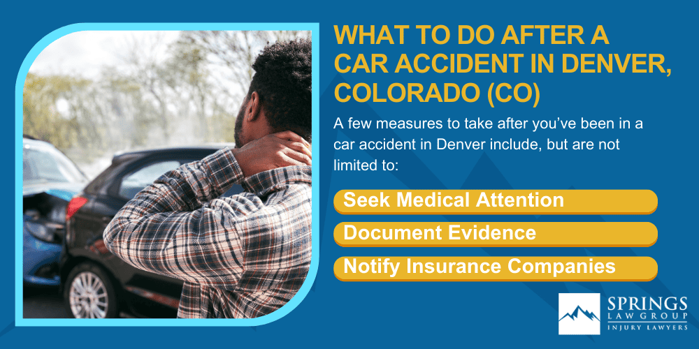 Denver Car Accident Lawyer; Why Hire A Denver Car Accident Lawyer; Types Of Car Accident Claims In Denver, Colorado (CO); Types Of Car Accident Claims In Denver, Colorado (CO); Understanding Negligence in Denver Car Accidents; What To Do After A Car Accident In Denver, Colorado (CO)