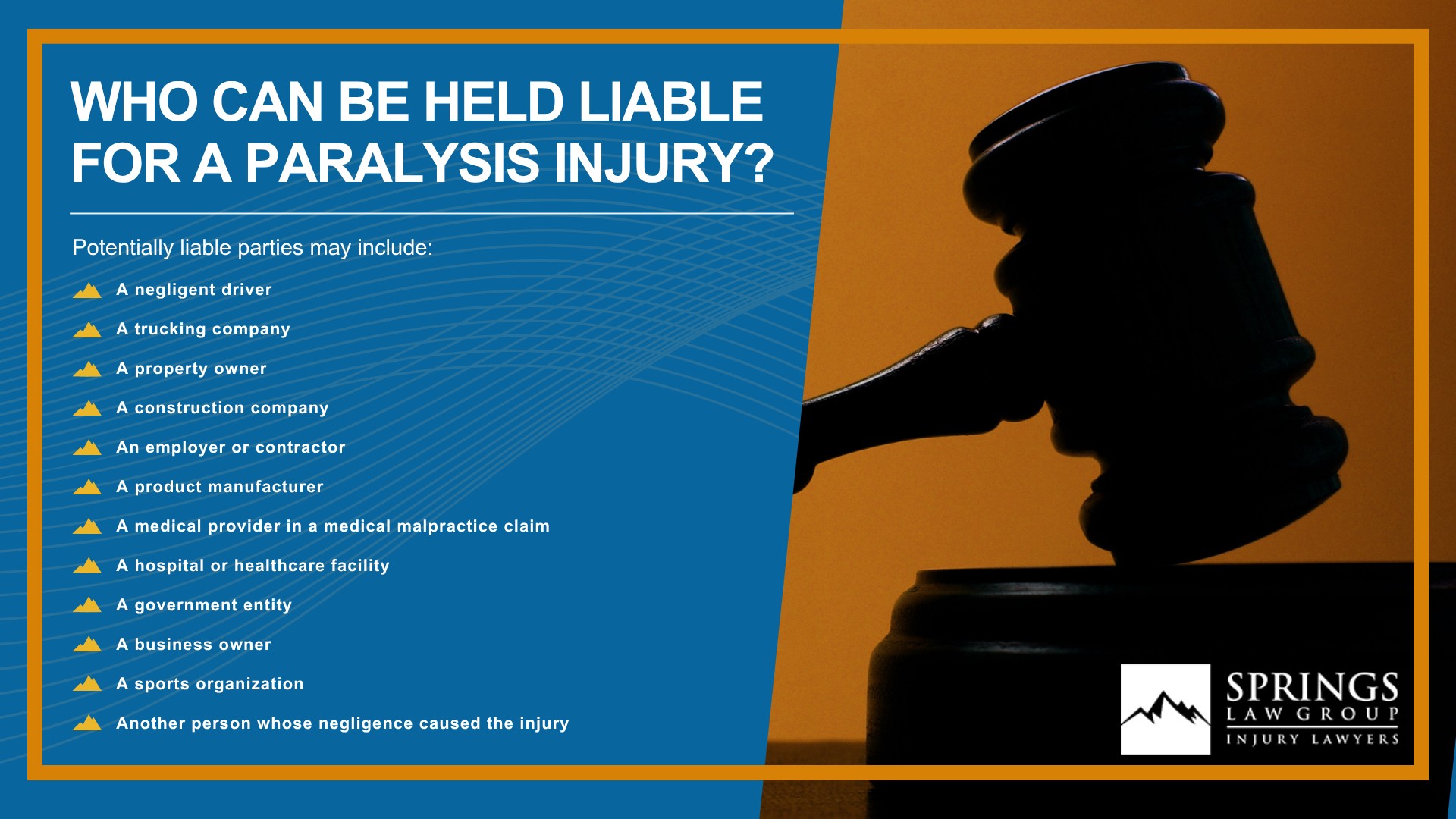How Paralysis Injury Claims Are Different From Other Personal Injury Cases; Common Causes of Paralysis Injuries in Colorado Springs; Types of Paralysis Injuries; Complete vs. Incomplete Paralysis; Spinal Cord Injuries and Paralysis Claims; Common Symptoms and Complications After a Paralysis Injury; Who Can Be Held Liable for a Paralysis Injury