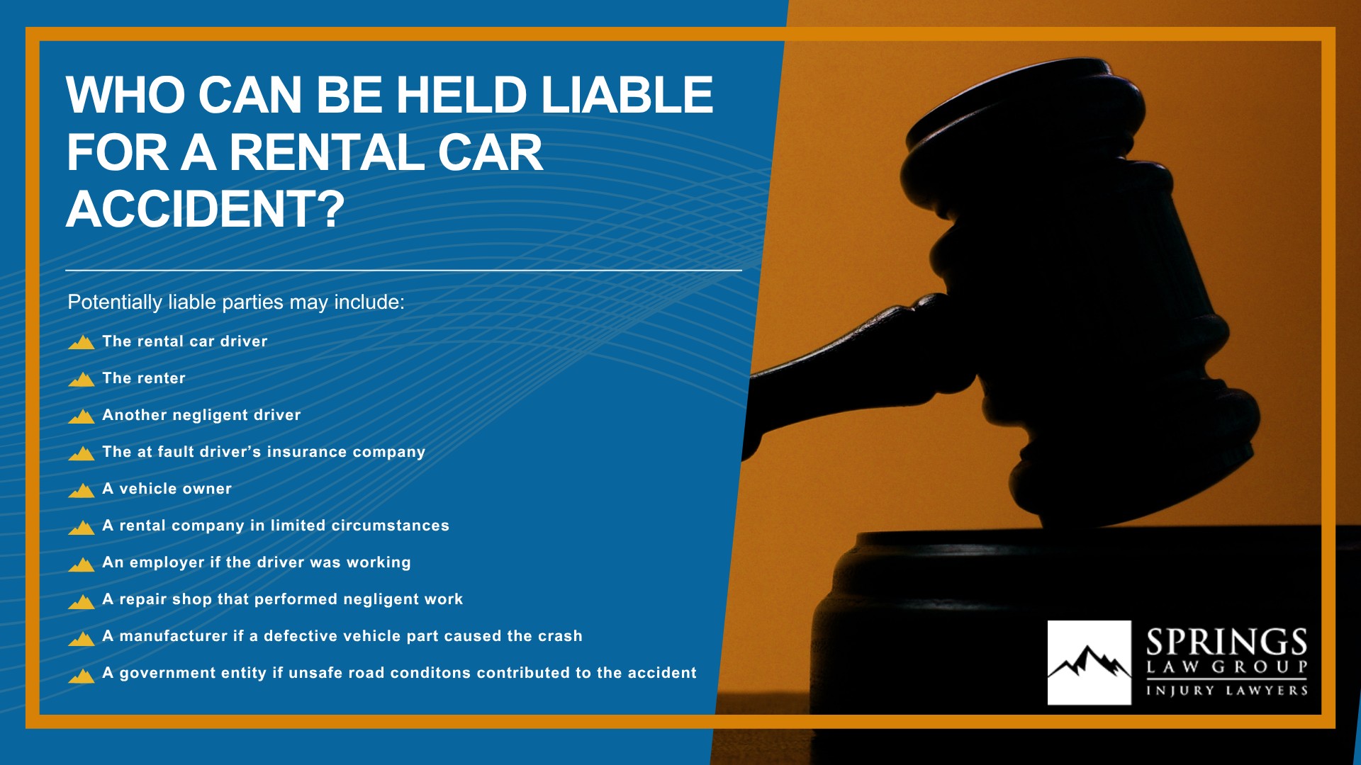 What Makes Interstate Accidents Different From Other Car Accidents; Common Causes of Interstate Accidents in Colorado Springs; Interstate Accidents on I-25, Highway 24, and Other Major Colorado Roadways; What Makes Rental Car Accident Claims Different; Common Causes of Rental Car Accidents in Colorado Springs; Who Can Be Held Liable for a Rental Car Accident; 