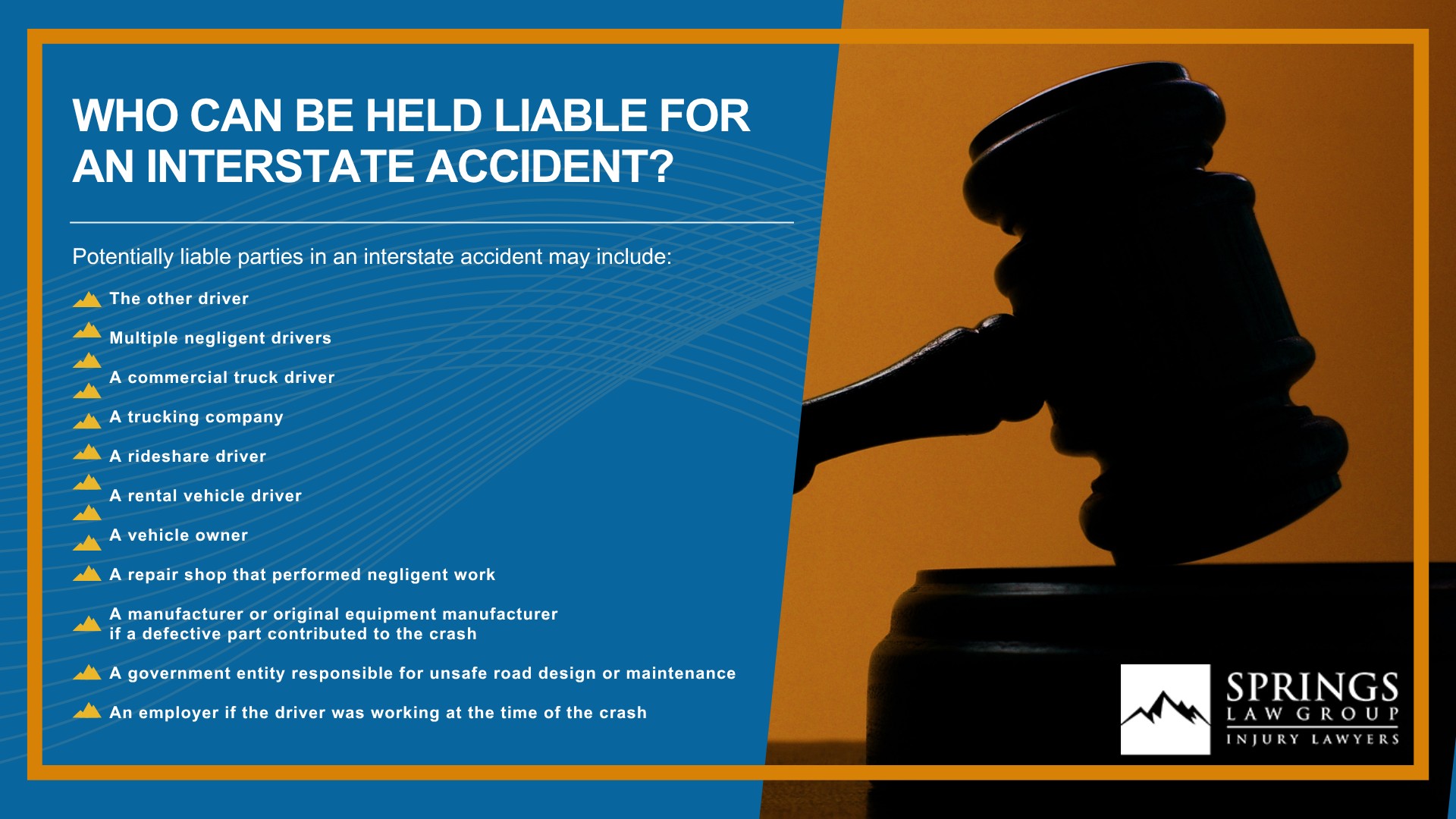 What Makes Interstate Accidents Different From Other Car Accidents; Common Causes of Interstate Accidents in Colorado Springs; Interstate Accidents on I-25, Highway 24, and Other Major Colorado Roadways; Who Can Be Held Liable for an Interstate Accident