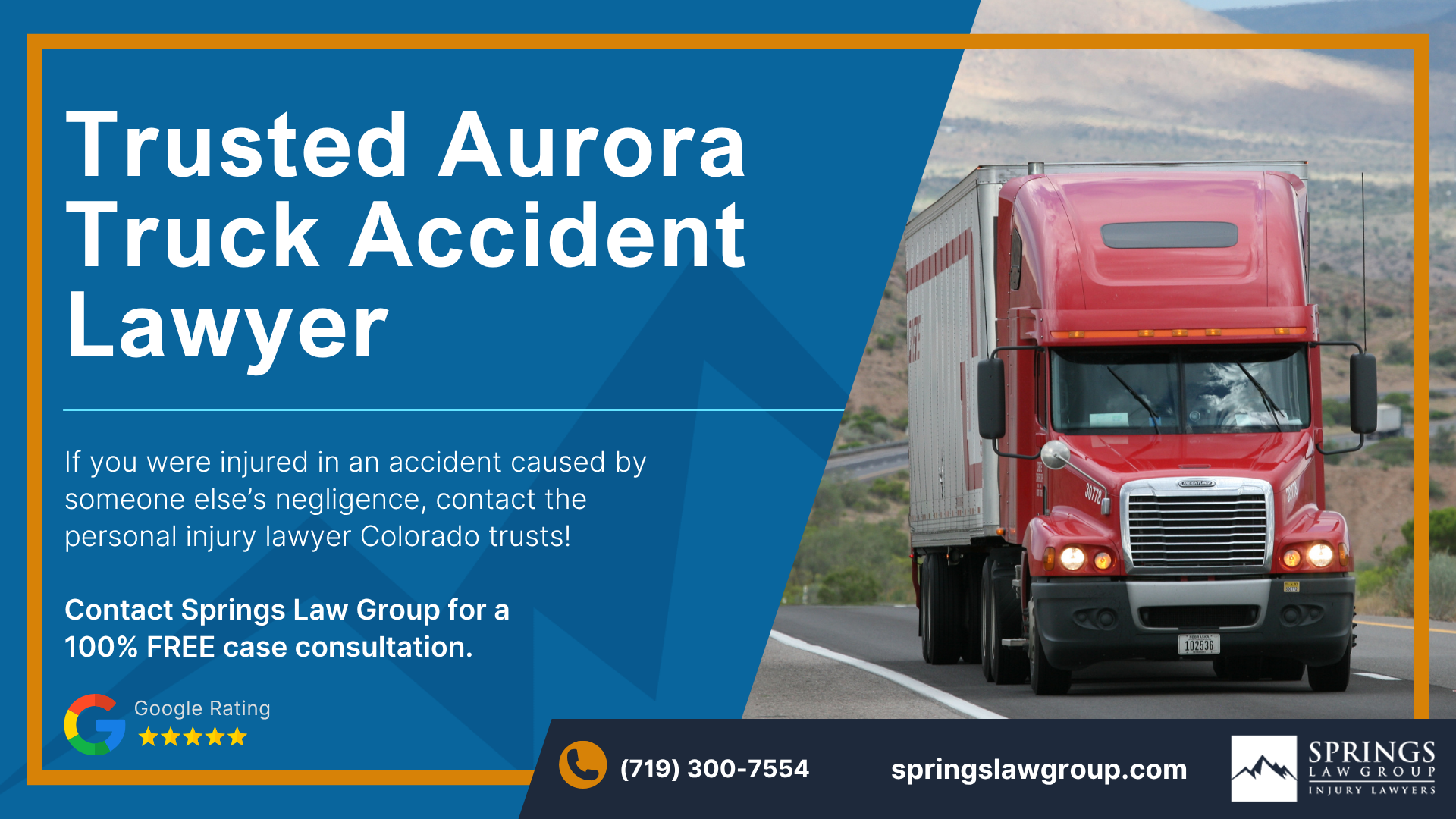 Types Of Truck Accidents We Handle In Aurora, Colorado (CO); Common Causes Of Trucking Accidents In Aurora, Colorado (CO); Common Injuries Sustained In Aurora Truck Accidents; Liability In Trucking Accidents In Aurora, Colorado; Compensation Available In An Aurora Truck Accident Claim; Important Steps To Take After A Truck Accident In Aurora, Colorado (CO); Springs Law Group_ Truck Accident Lawyers In Aurora, Colorado (CO)
