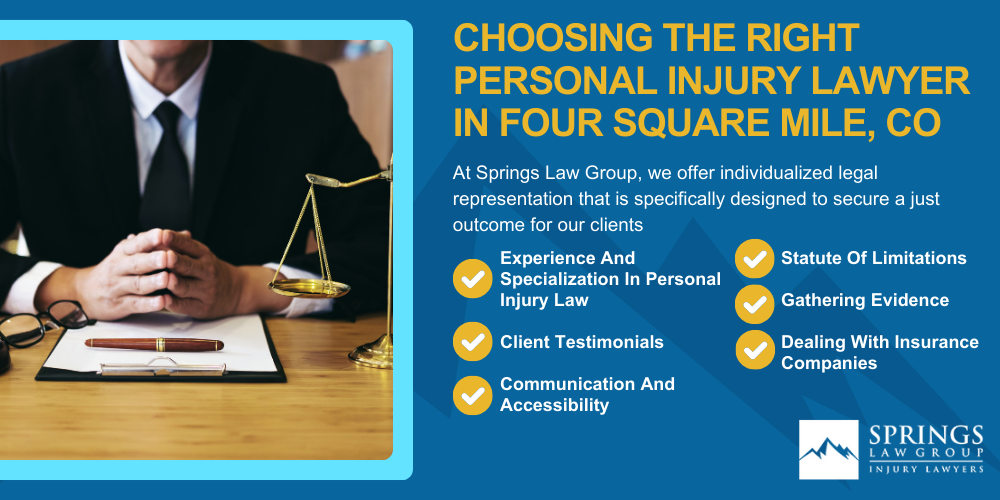 Hiring A Personal Injury Lawyer In Four Square Mile, Colorado (CO); Types Of Personal Injury Cases In Four Square Mile, Colorado (CO); Choosing The Right Personal Injury Lawyer In Four Square Mile, CO