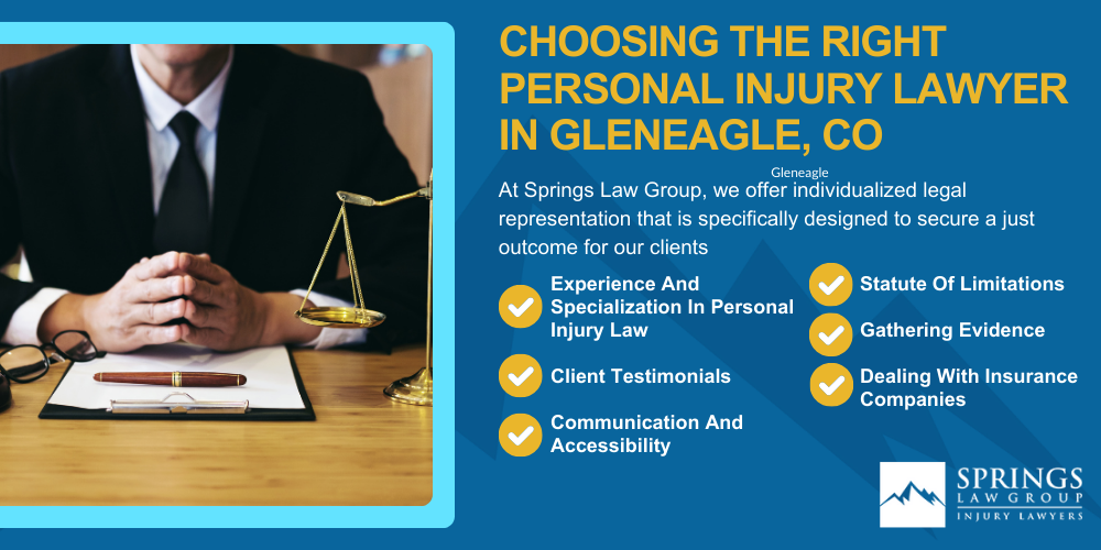 Hiring A Personal Injury Lawyer In Gleneagle, Colorado (CO); Types Of Personal Injury Cases In Gleneagle, Colorado (CO); Choosing The Right Personal Injury Lawyer In Gleneagle, CO