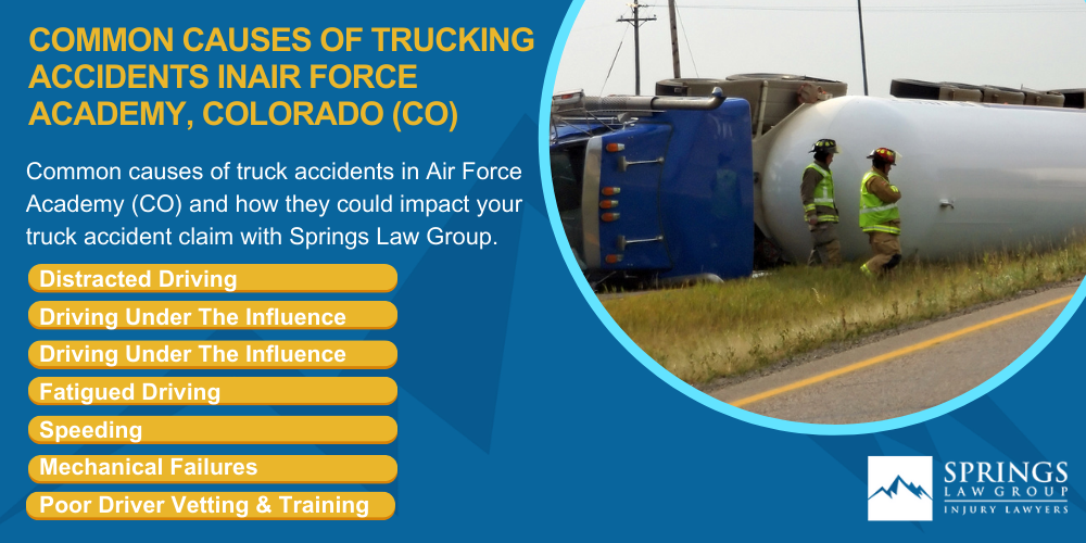 Types Of Truck Accidents We Handle In Air Force Academy, Colorado (CO); Common Causes Of Trucking Accidents In Air Force Academy, Colorado (CO)