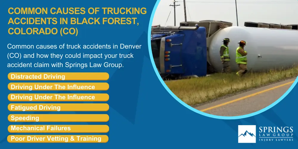 Black Forest Truck Accident Lawyer; Types Of Truck Accidents We Handle In Black Forest, Colorado (CO); Common Causes Of Trucking Accidents In Black Forest, Colorado (CO)