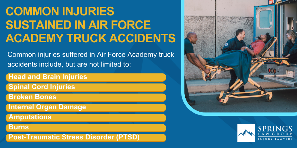 Types Of Truck Accidents We Handle In Air Force Academy, Colorado (CO); Common Causes Of Trucking Accidents In Air Force Academy, Colorado (CO); Common Injuries Sustained In Air Force Academy Truck Accidents