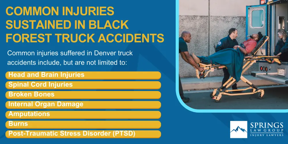 Black Forest Truck Accident Lawyer; Types Of Truck Accidents We Handle In Black Forest, Colorado (CO); Common Causes Of Trucking Accidents In Black Forest, Colorado (CO); Common Injuries Sustained In Black Forest Truck Accidents