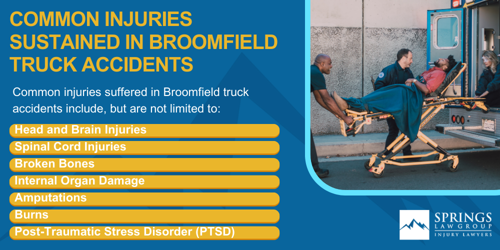 Types Of Truck Accidents We Handle In Broomfield, Colorado (CO); Common Causes Of Trucking Accidents In Broomfield, Colorado (CO); Common Injuries Sustained In Broomfield Truck Accidents