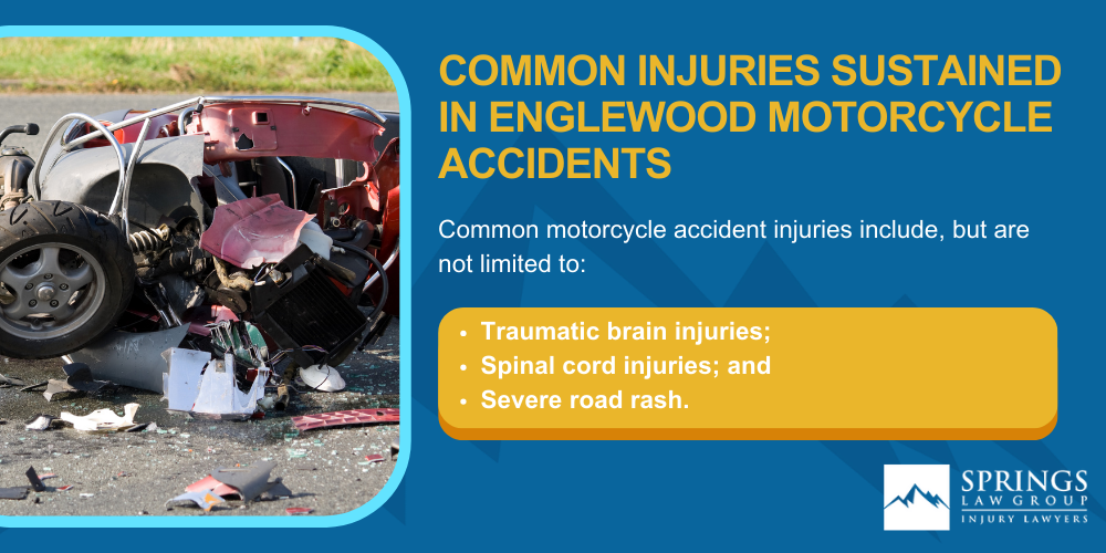 Hiring A Motorcycle Accident Lawyer In Englewood, Colorado (CO); Types Of Motorcycle Accidents In Englewood, Colorado (CO); Motorcycle Insurance Laws In Englewood, Colorado (CO); Navigating The Claims Process After A Motorcycle Accident In Englewood, Colorado (CO); Common Injuries Sustained In Englewood Motorcycle Accidents