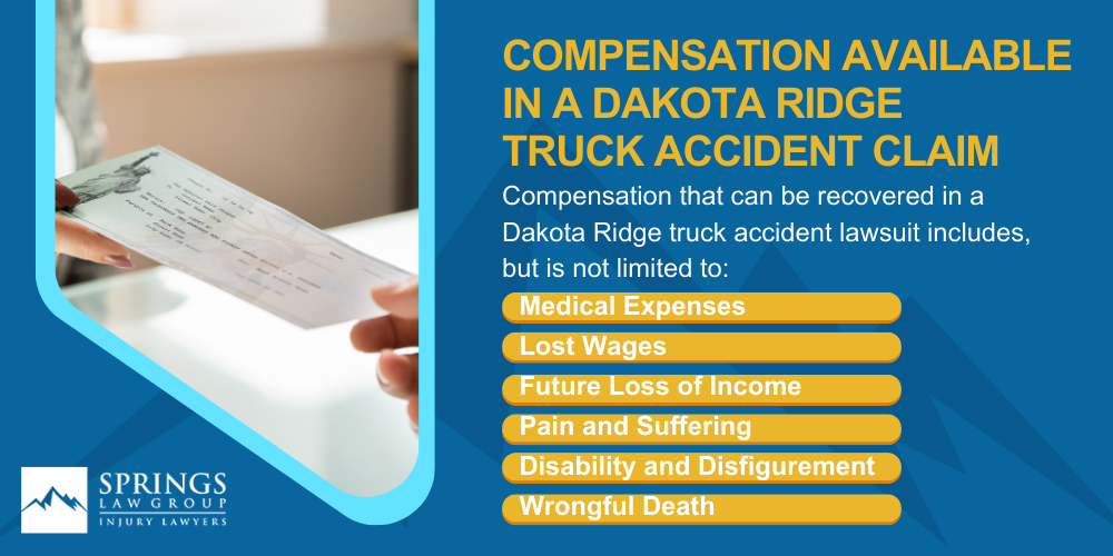 Types Of Truck Accidents We Handle In Dakota Ridge, Colorado (CO); Common Causes Of Trucking Accidents In Dakota Ridge, Colorado (CO); Common Injuries Sustained In Dakota Ridge Truck Accidents; Liability In Trucking Accidents In Dakota Ridge, Colorado; Compensation Available In A Dakota Ridge Truck Accident Claim