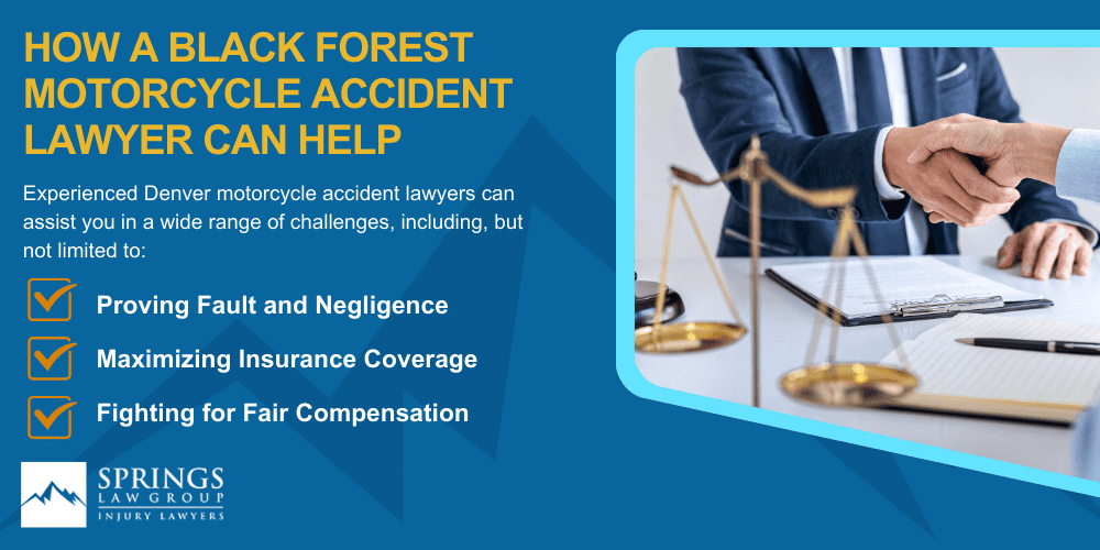 Black Forest Motorcycle Accident Lawyer; Hiring A Motorcycle Accident Lawyer In Black Forest, Colorado (CO); Types Of Motorcycle Accidents In Black Forest, Colorado (CO); Motorcycle Insurance Laws In Black Forest, Colorado (CO); Navigating The Claims Process After A Motorcycle Accident In Black Forest, Colorado (CO); Common Injuries Sustained In Black Forest Motorcycle Accidents; How A Black Forest Motorcycle Accident Lawyer Can Help