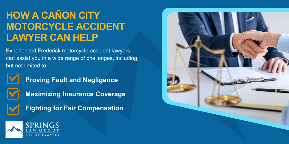 Hiring A Motorcycle Accident Lawyer In Cañon City, Colorado (CO); Types Of Motorcycle Accidents In Cañon City, Colorado (CO); Motorcycle Insurance Laws In Cañon City, Colorado (CO); Navigating The Claims Process After A Motorcycle Accident In Cañon City, Colorado (CO); Common Injuries Sustained In Cañon City Motorcycle Accidents; How A Cañon City Motorcycle Accident Lawyer Can Help