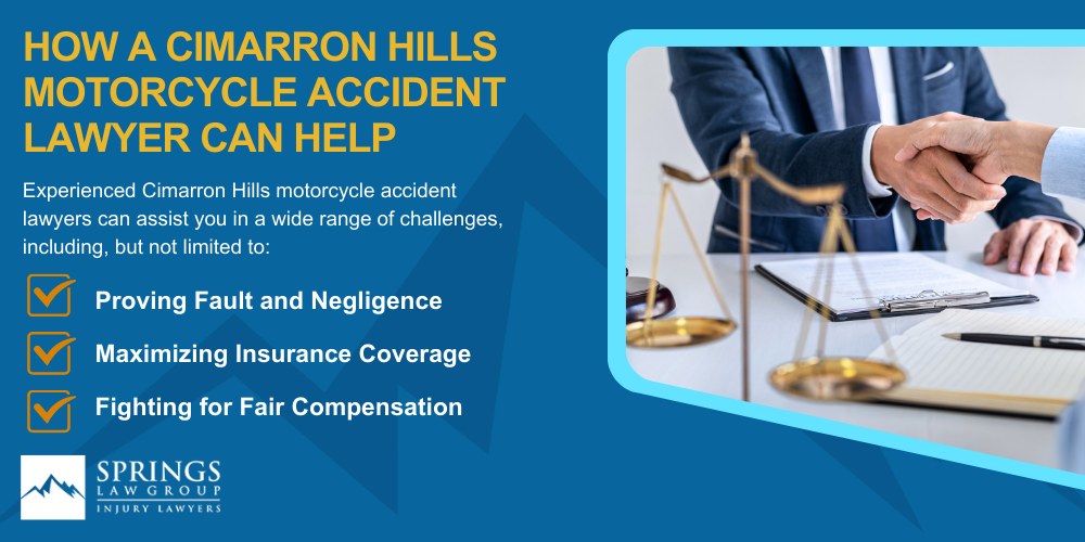 Hiring A Motorcycle Accident Lawyer In Cimarron Hills, Colorado (CO); Types Of Motorcycle Accidents In Cimarron Hills, Colorado (CO); Motorcycle Insurance Laws In Cimarron Hills, Colorado (CO); Navigating The Claims Process After A Motorcycle Accident In Cimarron Hills, Colorado (CO); How A Cimarron Hills Motorcycle Accident Lawyer Can Help