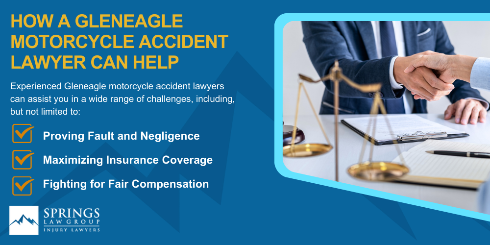 Hiring A Motorcycle Accident Lawyer In Gleneagle, Colorado (CO); Types Of Motorcycle Accidents In Gleneagle, Colorado (CO); Motorcycle Insurance Laws In Gleneagle, Colorado (CO); Navigating The Claims Process After A Motorcycle Accident In Gleneagle, Colorado (CO); Common Injuries Sustained In Gleneagle Motorcycle Accidents; How A Gleneagle Motorcycle Accident Lawyer Can Help