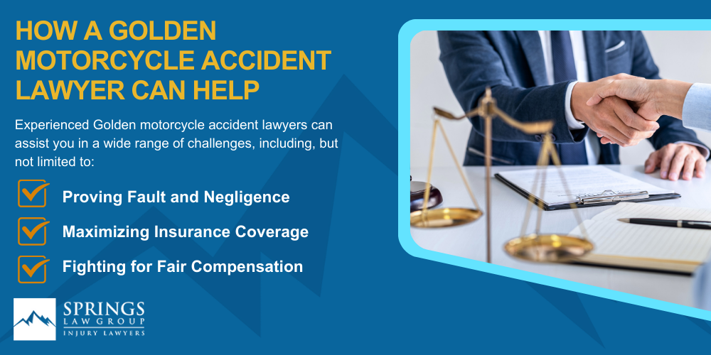 Hiring A Motorcycle Accident Lawyer In Golden, Colorado (CO); Types Of Motorcycle Accidents In Golden, Colorado (CO); Motorcycle Insurance Laws In Golden, Colorado (CO); Navigating The Claims Process After A Motorcycle Accident In Golden, Colorado (CO); Common Injuries Sustained In Golden Motorcycle Accidents; How A Golden Motorcycle Accident Lawyer Can Help