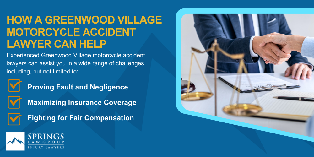 Hiring A Motorcycle Accident Lawyer In Greenwood Village, Colorado (CO); Types Of Motorcycle Accidents In Greenwood Village, Colorado (CO); Motorcycle Insurance Laws In Greenwood Village, Colorado (CO);Navigating The Claims Process After A Motorcycle Accident In Greenwood Village, Colorado (CO); Common Injuries Sustained In Greenwood Village Motorcycle Accidents; How A Greenwood Village Motorcycle Accident Lawyer Can Help