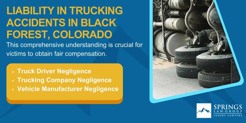 Black Forest Truck Accident Lawyer; Types Of Truck Accidents We Handle In Black Forest, Colorado (CO); Common Causes Of Trucking Accidents In Black Forest, Colorado (CO); Common Injuries Sustained In Black Forest Truck Accidents; Liability In Trucking Accidents In Black Forest, Colorado