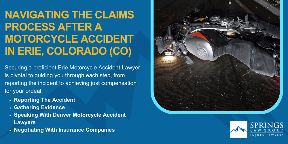 Hiring A Motorcycle Accident Lawyer In Erie, Colorado (CO); Types Of Motorcycle Accidents In Erie, Colorado (CO); Motorcycle Insurance Laws In Erie, Colorado (CO); Navigating The Claims Process After A Motorcycle Accident In Erie, Colorado (CO)