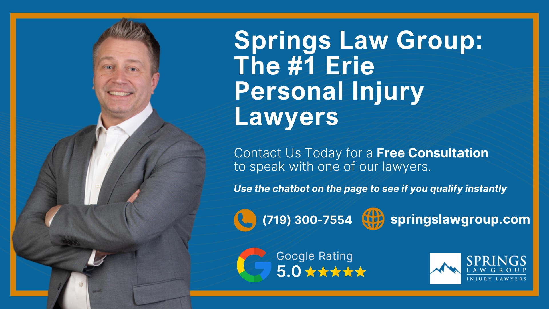 Meet Our Erie Personal Injury Lawyers; Christopher Nicolaysen_ Personal Injury Lawyer; Types Of Personal Injury Cases In Erie, Colorado; Do You Qualify for a Personal Injury Lawsuit; Gathering Evidence for a Personal Injury Case; Common Damages in Personal Injury Lawsuits; What To Do Immediately After a Personal Injury in Erie; The Process for a Personal Injury Case in Erie, CO; Springs Law Group_ The #1 Erie Personal Injury Lawyers