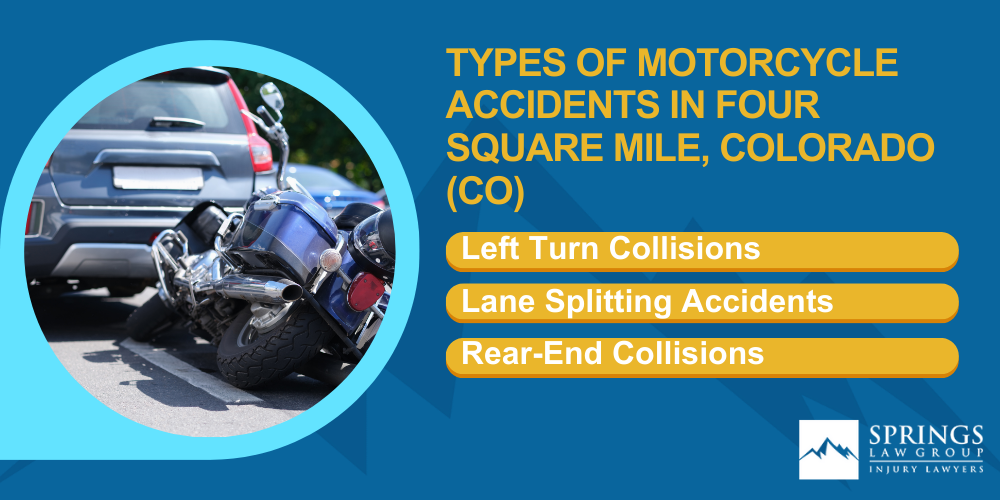 Hiring A Motorcycle Accident Lawyer In Four Square Mile, Colorado (CO); Types Of Motorcycle Accidents In Four Square Mile, Colorado (CO)