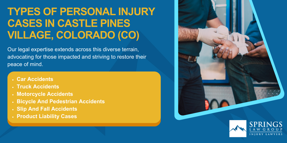 Hiring A Personal Injury Lawyer In Castle Pines Village, Colorado (CO); Types Of Personal Injury Cases In Castle Pines Village, Colorado (CO)