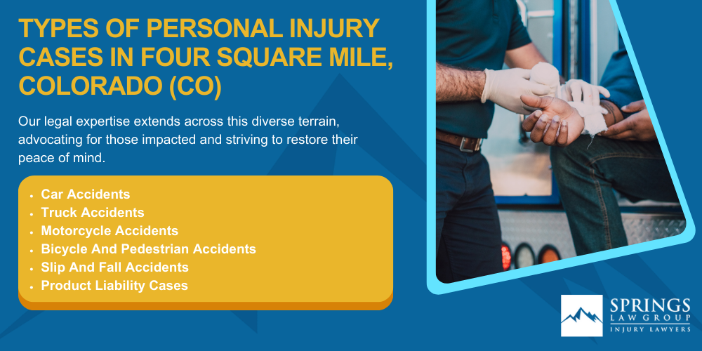 Hiring A Personal Injury Lawyer In Four Square Mile, Colorado (CO); Types Of Personal Injury Cases In Four Square Mile, Colorado (CO)
