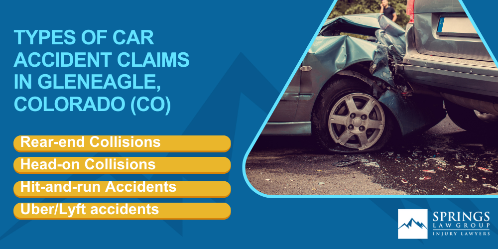 Why Hire a Gleneagle Car Accident Lawyer; Types of Car Accident Claims in Gleneagle, Colorado (CO)