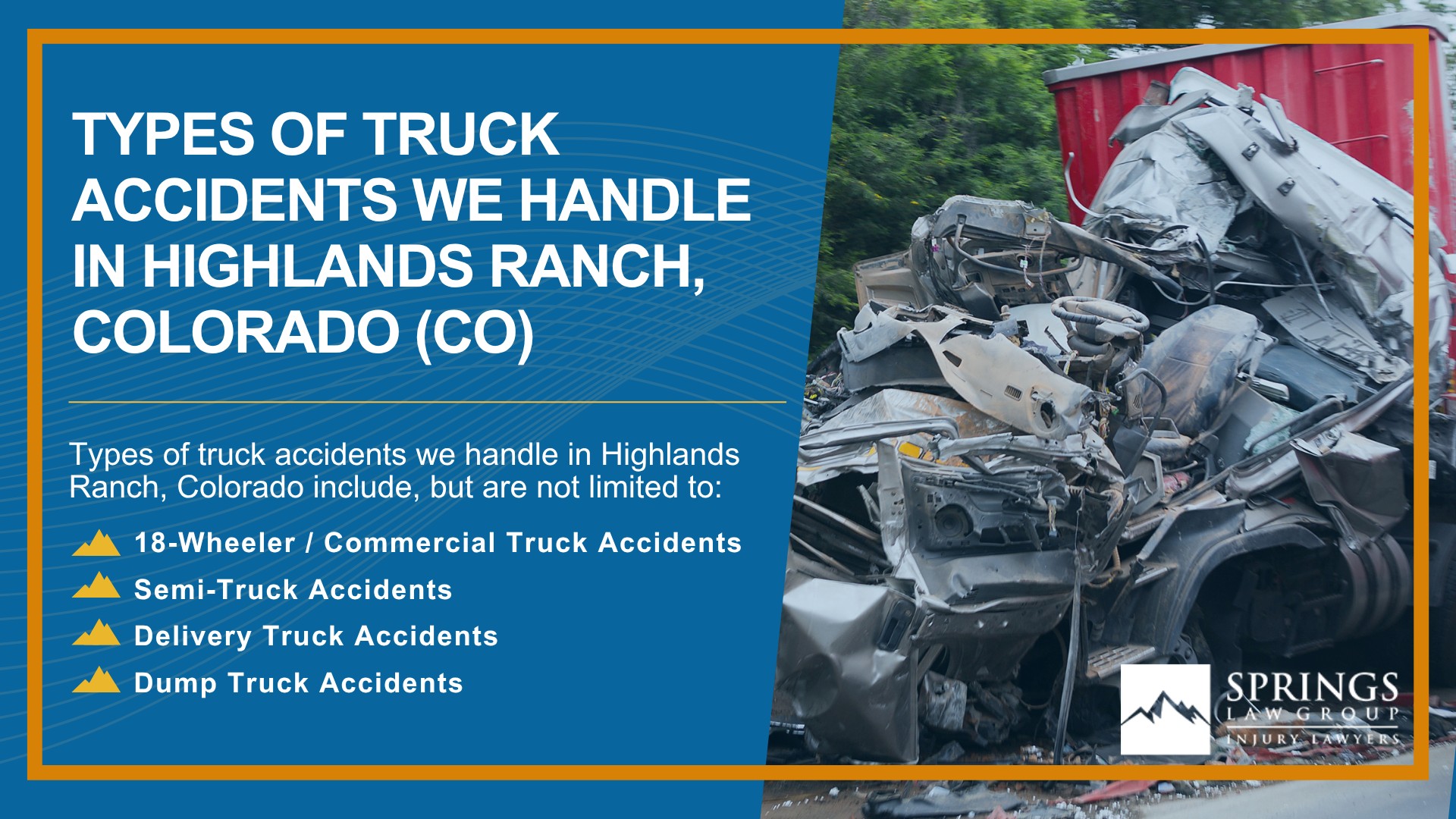 Types of Truck Accidents We Handle in Highlands Ranch, Colorado (CO)