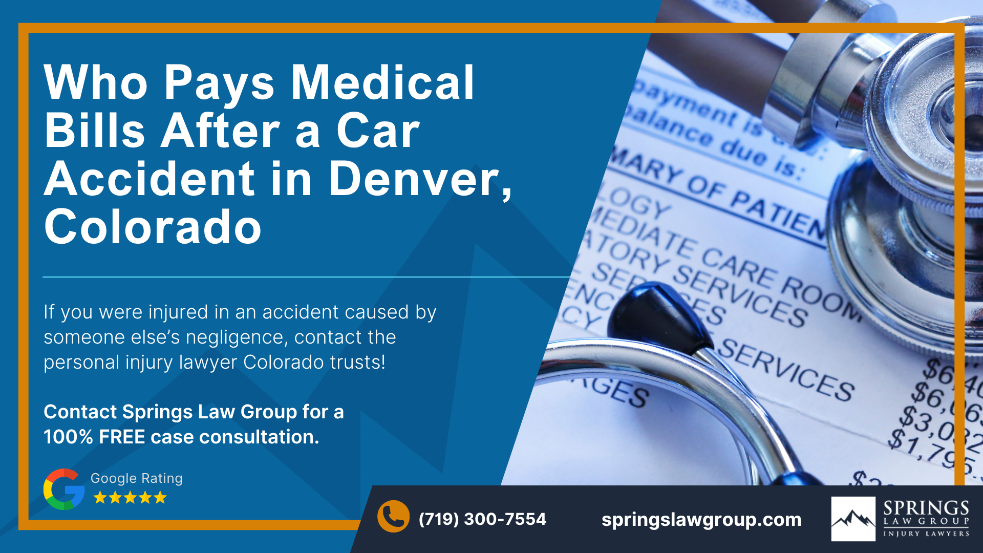 Who Pays Medical Bills After a Car Accident in Denver Colorado CO; Using Your Auto Insurance to Pay Medical Bills After a Crash; What is Medical Payments (MedPay) Coverage; Utilizing Health Insurance for Accident-Related Medical Bills; Working with a Personal Injury Law Firm to Manage Medical Bills; Options When the At-Fault Driver Lacks Sufficient Insurance; The Importance of Detailed Record-Keeping for Medical Treatment; Reducing Stress by Hiring a Skilled Personal Injury Attorney; Reducing Stress by Hiring a Skilled Personal Injury Attorney; Recap of Key Points on Who Pays the Medical Bills; Who Pays Medical Bills After a Car Accident in Denver, Colorado