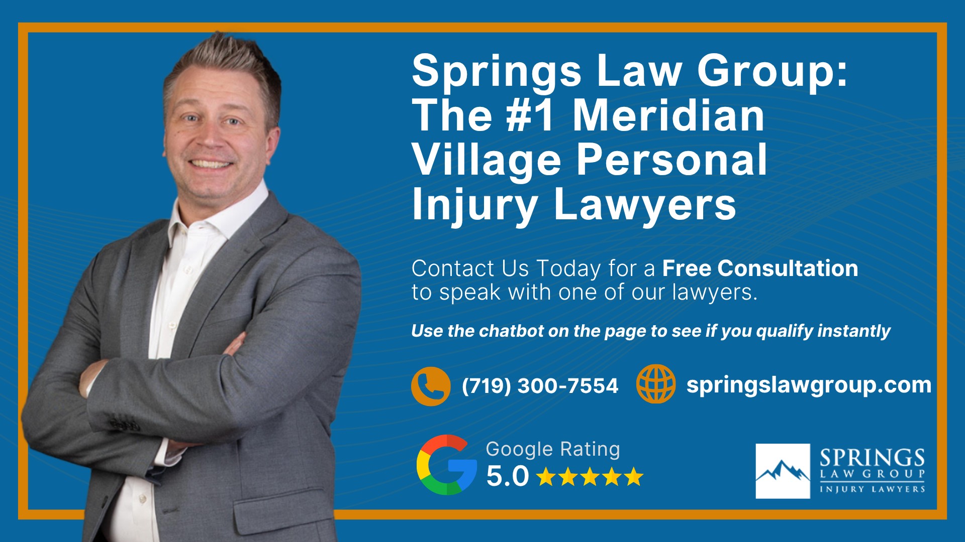 Meet Our Meridian Village Personal Injury Lawyers; Christopher Nicolaysen_ Personal Injury Lawyer; Types Of Personal Injury Cases In Meridian Village, Colorado; Do You Qualify for a Personal Injury Lawsuit; Gathering Evidence for a Personal Injury Case; Common Damages in Personal Injury Lawsuits; What To Do Immediately After a Personal Injury in Meridian Village; The Process for a Personal Injury Case in Meridian Village, CO; Springs Law Group_ The #1 Meridian Village Personal Injury Lawyers