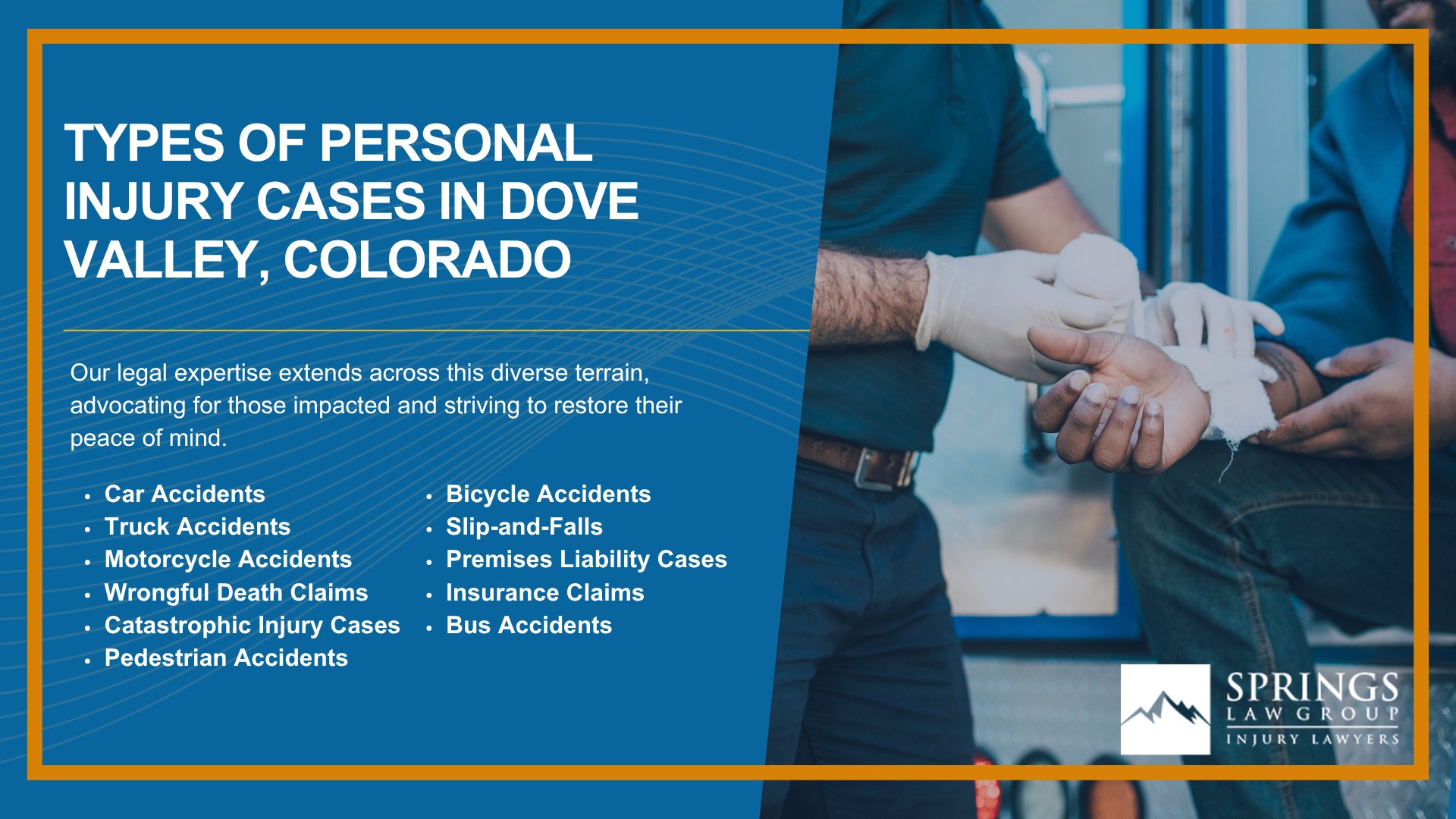 Derby CO Personal Injury Lawyer; Meet Our Derby Personal Injury Lawyers; Christopher Nicolaysen_ Personal Injury Lawyer; Types Of Personal Injury Cases In Derby, Colorado; Do You Qualify for a Personal Injury Lawsuit; Gathering Evidence for a Personal Injury Case; Common Damages in Personal Injury Lawsuits; What To Do Immediately After a Personal Injury in Derby; The Process for a Personal Injury Case in Derby, CO; Springs Law Group_ The #1 Derby Personal Injury Lawyers; Christopher Nicolaysen_ Personal Injury Lawyer; Types Of Personal Injury Cases In Dove Valley, Colorado